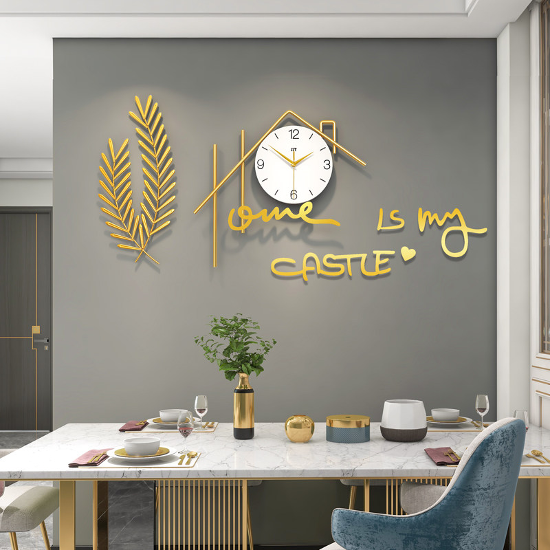 Dining Room Decoration Watches and clocks Living room Hanging Home Fashion Modern Minima Light Extravagant Background Net Red Clock Hanging Wall