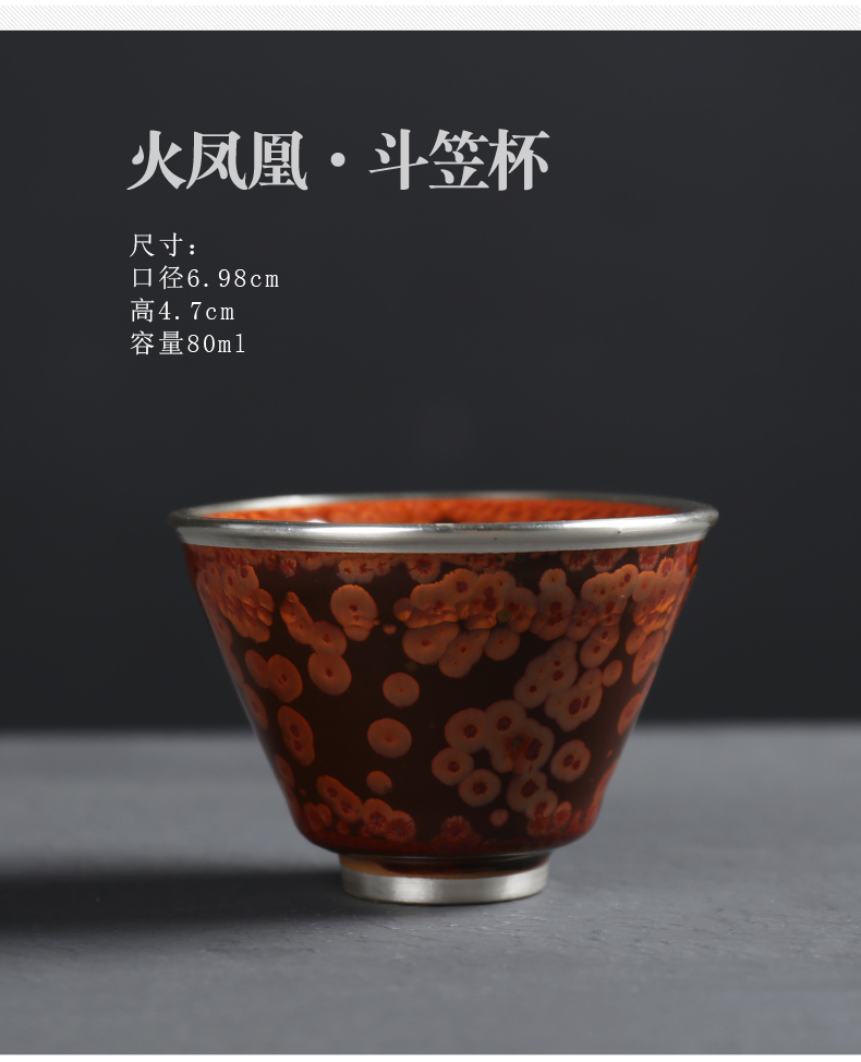 ZongTangYin ceramic cups tea master cup single CPU manually coppering. As kung fu sample tea cup silver cup bowl