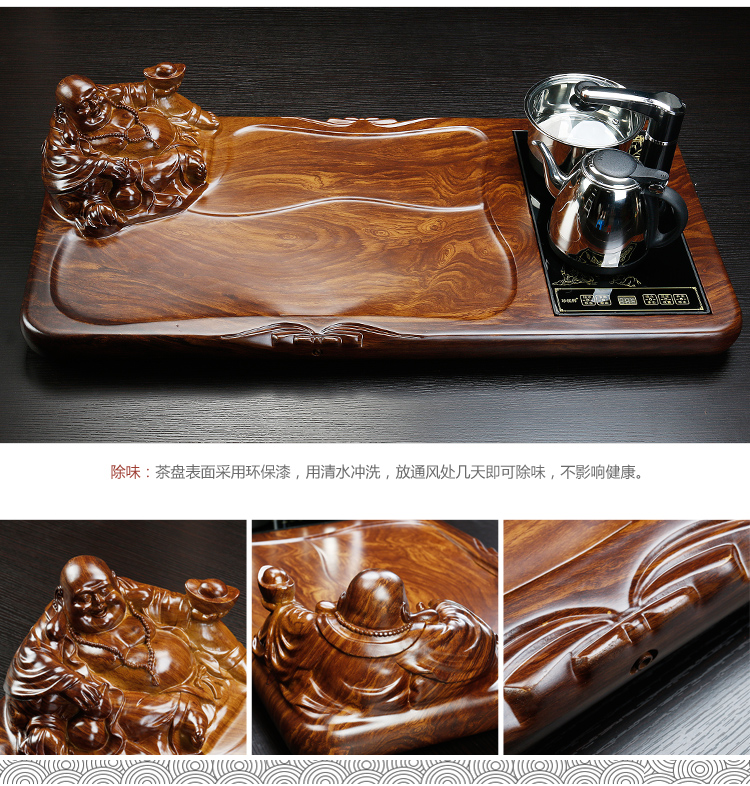 ZongTang tea set suit household pottery and porcelain of a complete set of automatic solid wood tea tray tea contracted kung fu tea tea sea