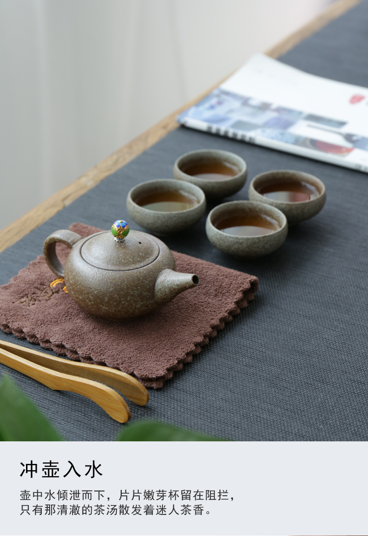 Travel ZongTang ceramic tea set a pot of four Japanese and coarse pottery glaze stone tea vintage kung fu tea set