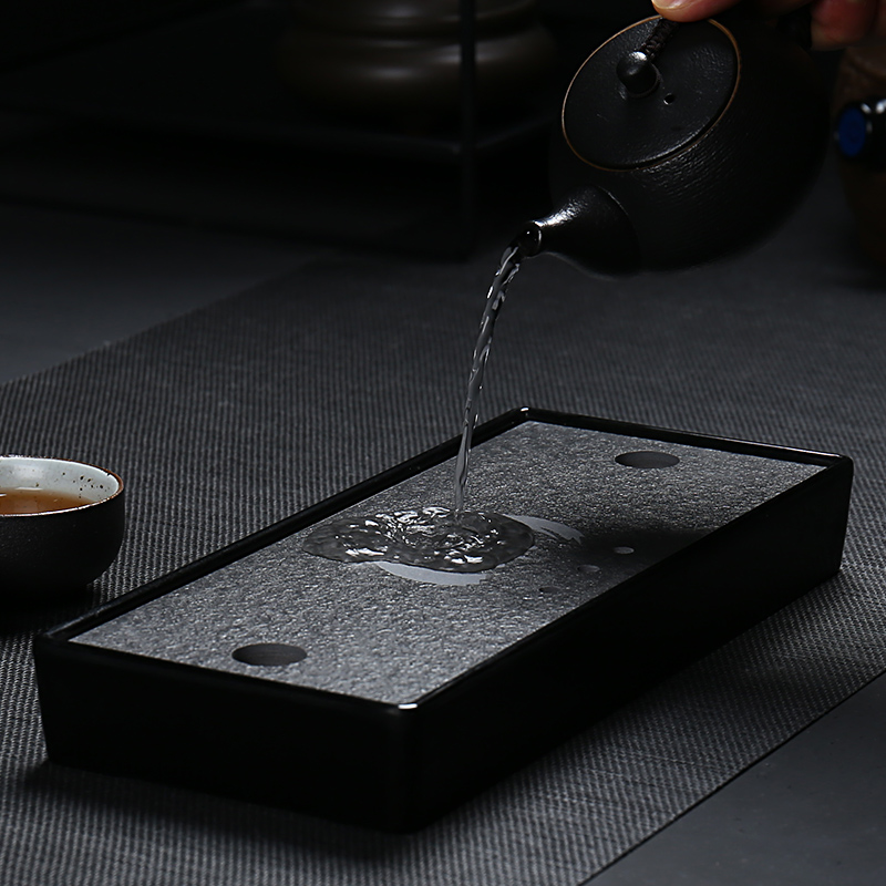 ZongTang quadrate tea tray of black sea water drainage small tea table ceramic tea kungfu tea set coarse TaoGan mercifully