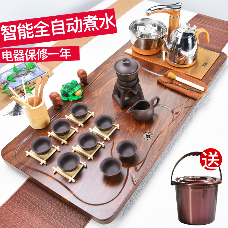 ZongTang automatic four unity tea set of household solid wood tea tray was kung fu of a complete set of violet arenaceous ceramic cups of tea