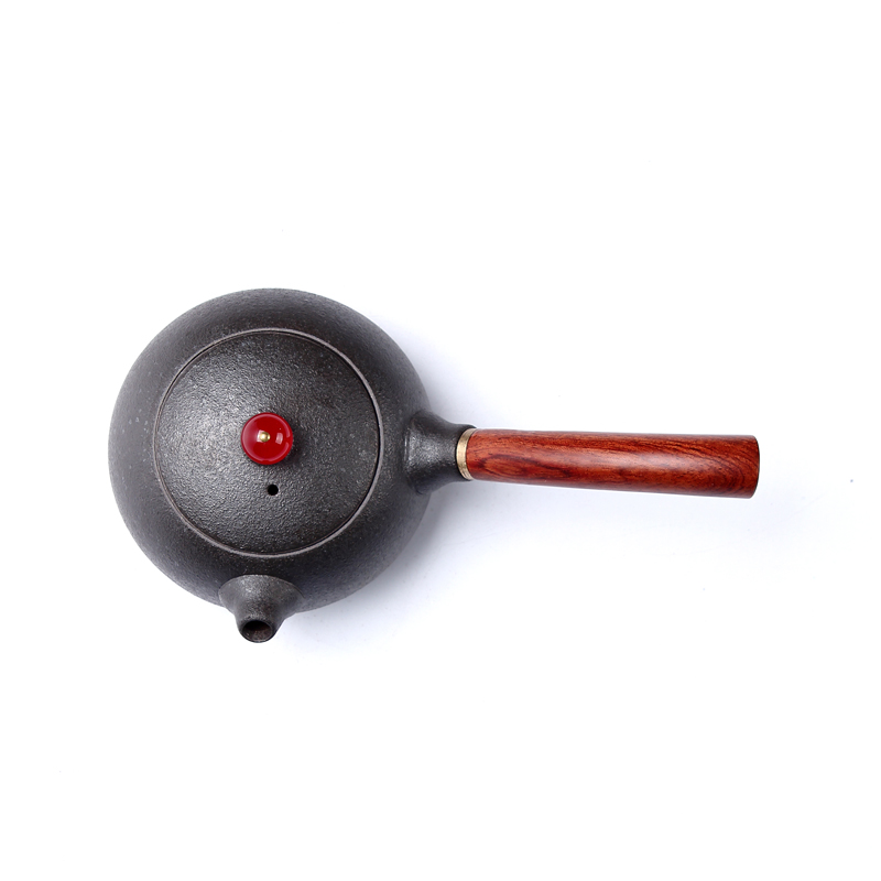 Lateral ZongTang coarse pottery up teapot Japanese side take pot of archaize wooden handle side pot teapot