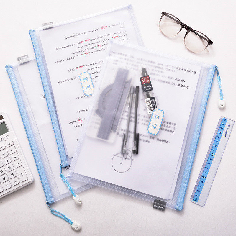 Powerful subject bag Chinese mathematics English classification test paper bag students with zipper bag grid storage bag file bag