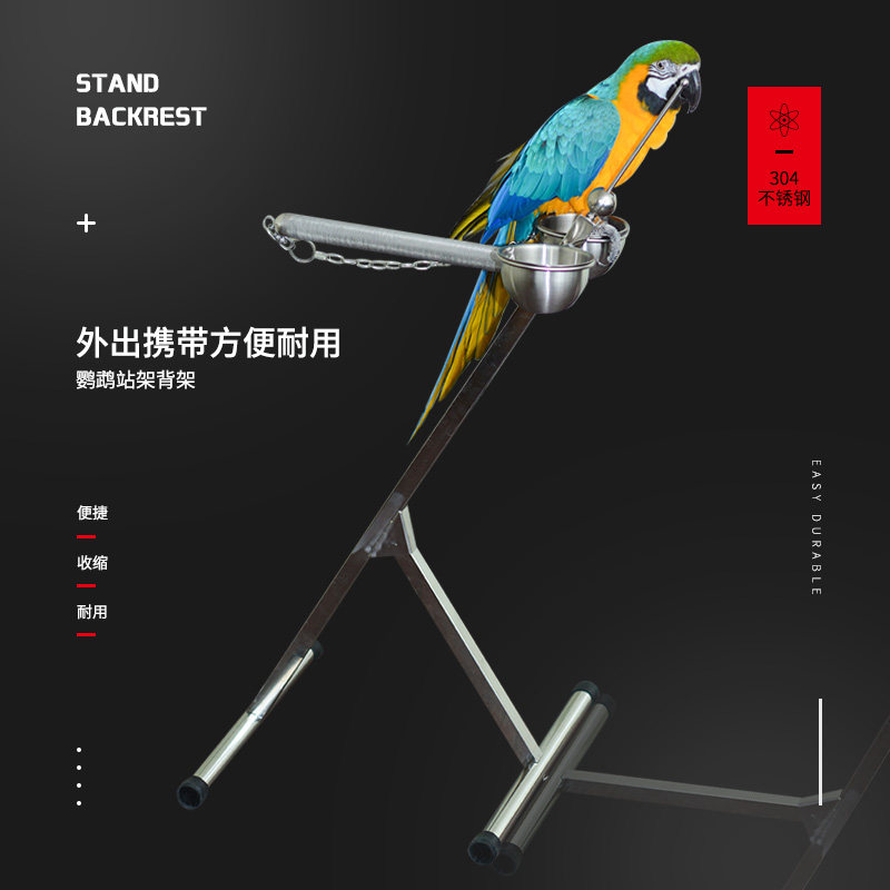 Pet Supplies Library Pure 304 Stainless Steel Medium and Large Parrot Stand Grey Parrot Macaw Amazon Going Back Rack - Taobao