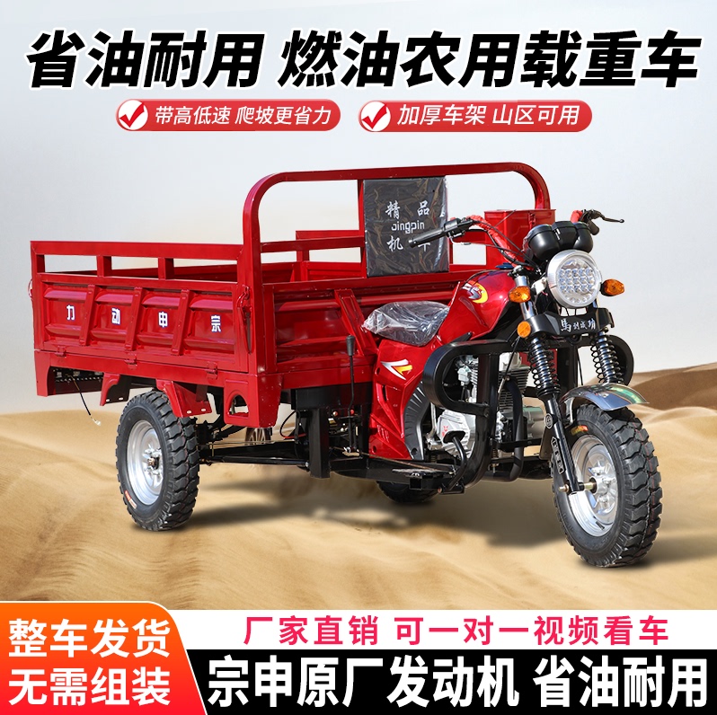 2026 New Model Zongshen Power Gasoline Self-Loading Fuel-Powered Household Cargo Tricycle Golden Lion Tricycle