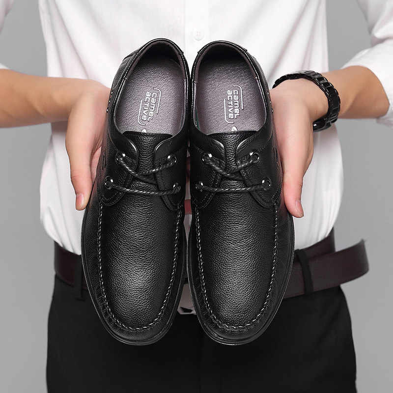 German camel dynamic men's shoes leather business formal leather shoes men's British soft bottom dad shoes men's casual shoes