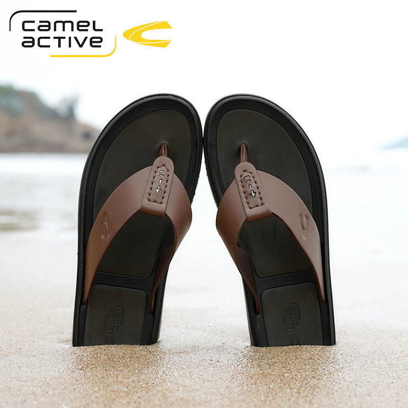 German camel dynamic herringbone mopping men's leather men sandals sandals slippers Trend Korean version outdoor non-slip beach shoes