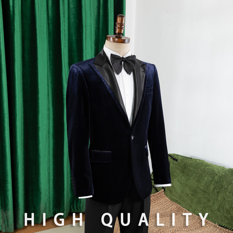 Exquisite Wedding Light Luxury Banquet Gold Velvet Men's Suit Formal Wear Blue Stage Male Group Performance Host Suit Trendy