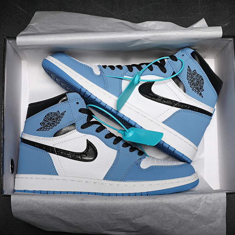 Aj Men's Shoes Genuine Official Website University Blue Smoke Gray Reverse Hook Sneakers Putian Aj1 High-Top Casual Spring Versatile Women's Shoes