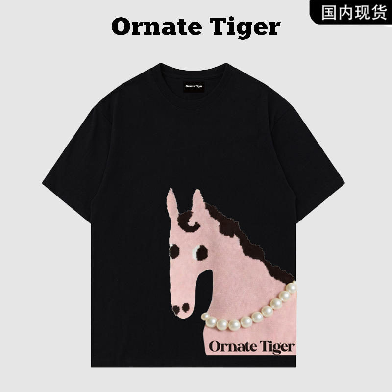 New Arrival at the Store: Ornate Tiger New American Retro Short-Sleeve T-Shirt, Unisex Loose-Fitting Couple's Top