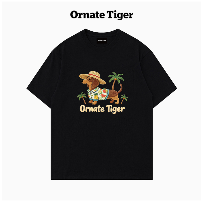 New Summer Ornate Tiger Niche Design Dachshund Short-Sleeve T-Shirt 2026 New Slim-Fit Top