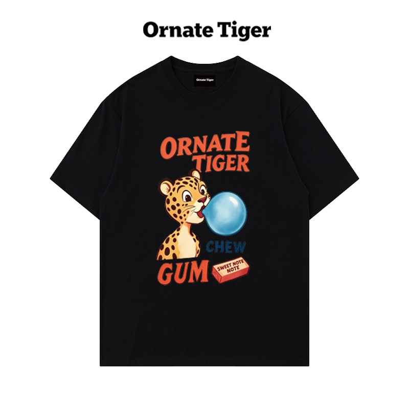 New Ornate Tiger Pure Cotton Short-Sleeved T-Shirt American Retro Print Summer Casual Lazy Style Half-Sleeved Top New Ornate Tiger Pure Cotton Short-Sleeved T-Shirt American Retro Print Summer Casual Lazy Style Half-Sleeved Top