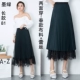 Váy lưới rất cổ tích nữ xuân hè mới mặc hai bên váy ren xếp li nhỏ một đoạn dài một chữ váy - Váy váy chữ a