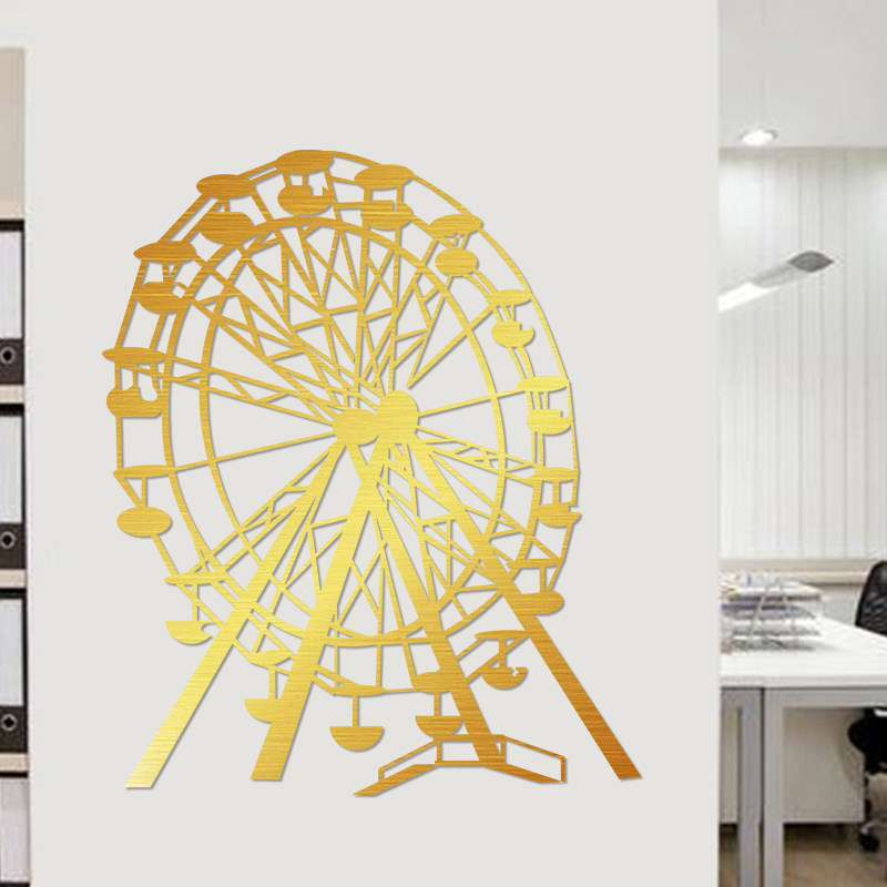 Water moon mirror flower small fresh and warm bedroom room layout ferris wheel background creative wall decoration wall stickers