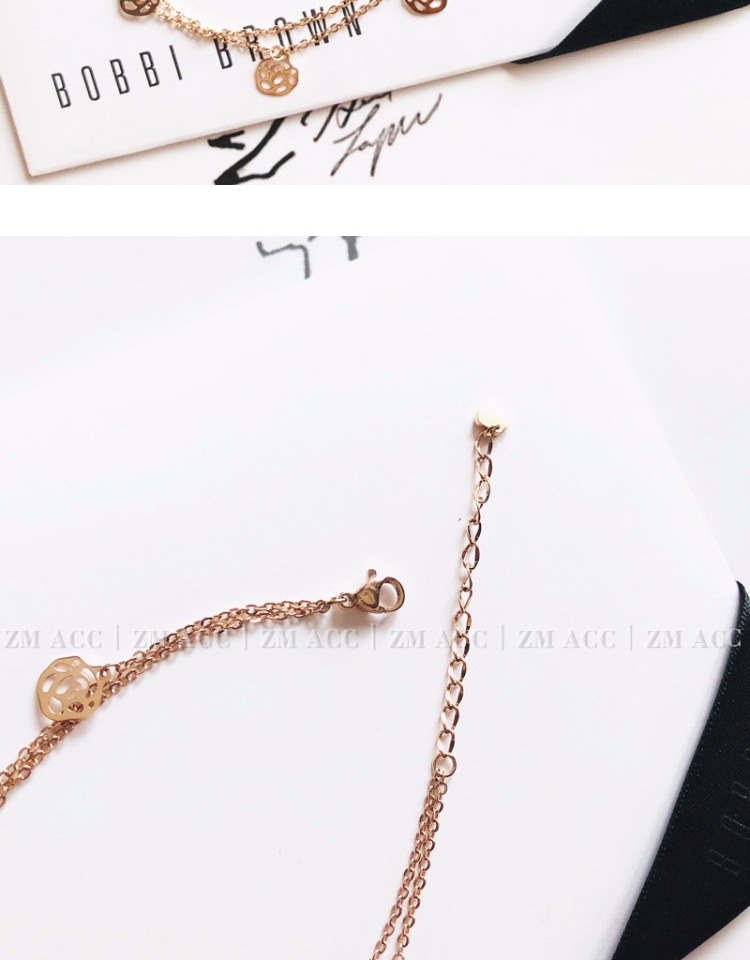 ZM ACC thời trang mới khí chất rỗng hoa hồng tăng gấp đôi titan thép vòng chân nữ chân trần trang sức chân nhẫn - Vòng chân lắc chân vàng tây