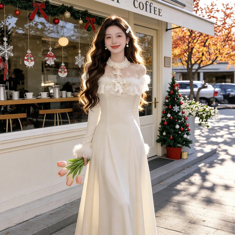 2026 Stunning French Court-Style Dress for Important Occasions, Beautiful Birthday Party Evening Gown, Long Dress for Autumn and Winter 2026 Stunning French Court-Style Dress for Important Occasions, Beautiful Birthday Party Evening Gown, Long Dress for Autumn and Winter