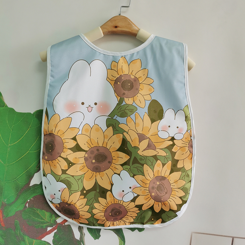Cartoon Rabbit Oil-Proof Adult Bib for Eating, Cute Women's Bib for Eating Hot Pot, Double-Layer Waterproof Bib, Easy to Clean