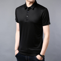 Summer mulberry silk short sleeve T-shirt mens thin polo shirt lapel Ice Silk half sleeve solid color Business Mens T-shirt