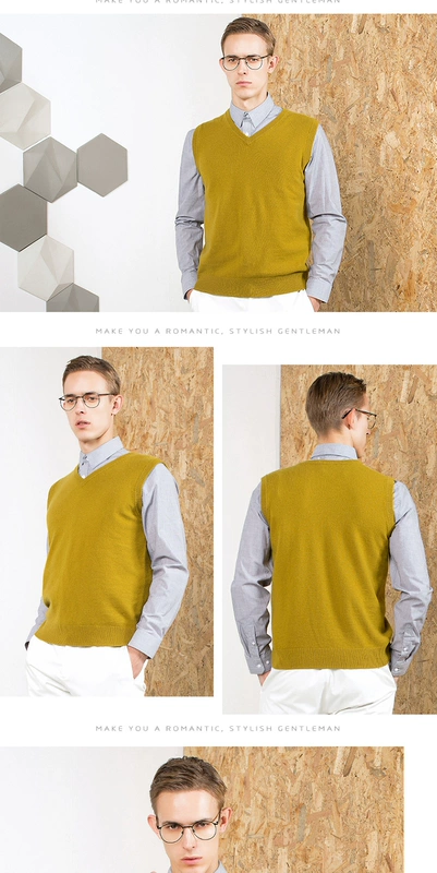 Mùa xuân và mùa thu nam tinh khiết cashmere áo len vest màu rắn cashmere áo len vest người đàn ông giản dị của áo len áo len vest triều áo vest nam hàn quốc trẻ trung