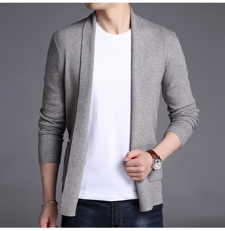 Áo len cardigan nam mỏng áo khoác mùa xuân 2018 mới dài tay áo Hàn Quốc Casual nam dệt kim áo len màu rắn