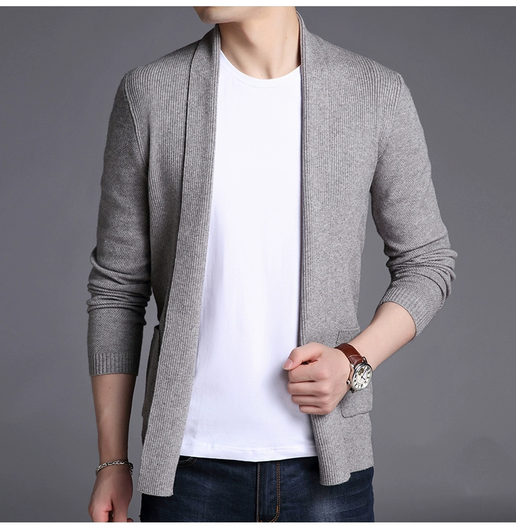 Áo len cardigan nam mỏng áo khoác mùa xuân 2018 mới dài tay áo Hàn Quốc Casual nam dệt kim áo len màu rắn áo khoác len nam