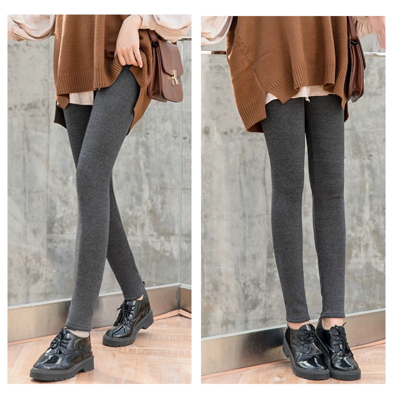 Thu đông 2018 phiên bản Hàn Quốc mới của quần lửng cạp cao hoang dã cộng với quần legging nhung dày Quần skinny mỏng chân ấm để mặc bộ quần áo thể thao nữ
