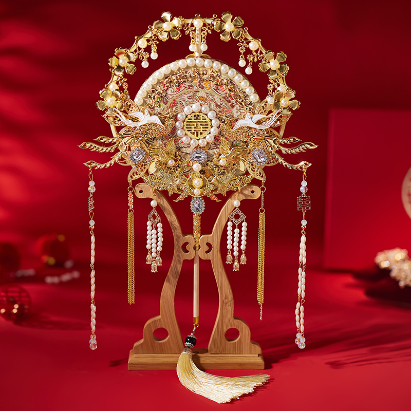 Bride Group Fan Wedding Chinese Wedding Finished Fan Child Bride Out of Artisanal Joy Fan Diy Material Bag Show and Fan-Taobao