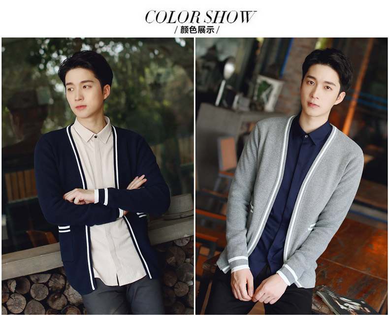 Mùa xuân và mùa thu đan cardigan áo khoác nam Hàn Quốc phiên bản của xu hướng của Slim thời trang giản dị cardigan nam áo len áo len nam áo khoác len nam