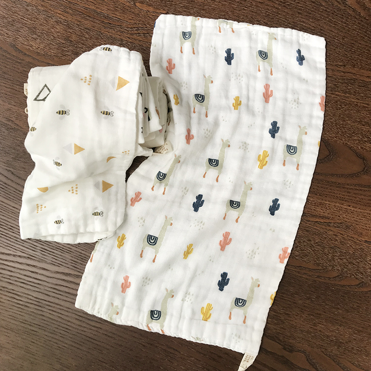 Baby gauze long towel pure cotton face wash small towel children baby bath towel saliva towel soft absorbent 3 pieces of cloth