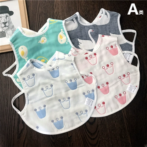 Детский марлевый бандаж пупочный, нагрудник, слюнявчик, фартук, жилет без рукавов для еды, с карманом