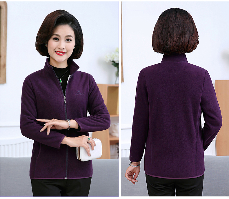 Áo len nữ trung niên mùa thu áo khoác lông cừu thời trang hoang dã 50 tuổi 60 Áo len cashmere nữ trung niên cộng với áo nhung áo thun nữ trung niên