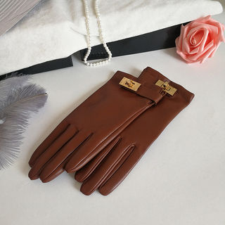Hong Kong Bng Autumn and Winter British Imported Genuine Sheepskin Gloves for Women, Same Style as H Brand, Short Driving Gloves, Warm, Touchscreen Compatible