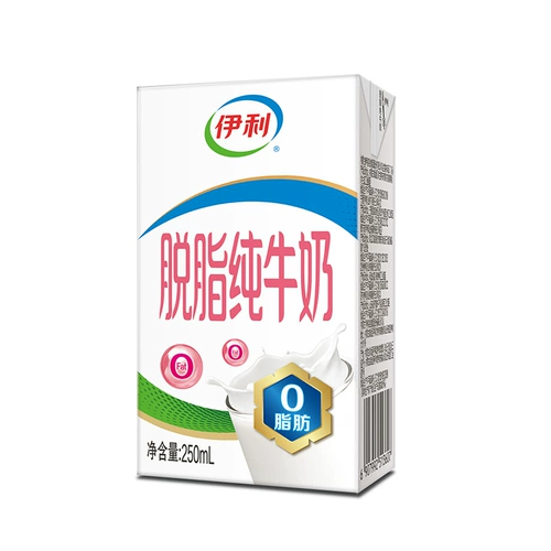 Yili Skim-Fat Pure Milk 250 мл*16 коробок/целая коробка 0 Жирная подарочная коробка чистое молоко