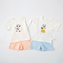 Childrens short-sleeved tops and shorts Summer mens and womens childrens baby home clothes Baby cotton childrens two-piece suit 1 year old 3