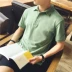Hồng Kông trẻ em mùa hè mới thêu Hàn Quốc nam cotton mỏng tay ngắn áo sơ mi POLO thủy triều nam nhỏ ve áo giản dị nửa tay áo áo polo nam đẹp Polo