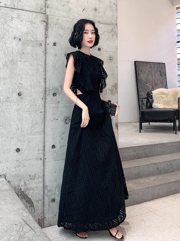 Black Evening Dress for Women, Suitable for Banquets, Graduations, and Adult Events, with a Unique, Light Luxury, and High-End Style, Can Be Worn for Birthdays and Everyday Summer Wear