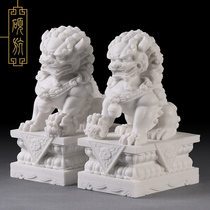 Stone lion size home town house fortune ornaments a pair of look at the doorway courtyard antique carving process