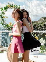 Swimsuit womens summer one-piece skirt conservative cover belly thin 2021 new student girl small chest gathered cover meat swimsuit