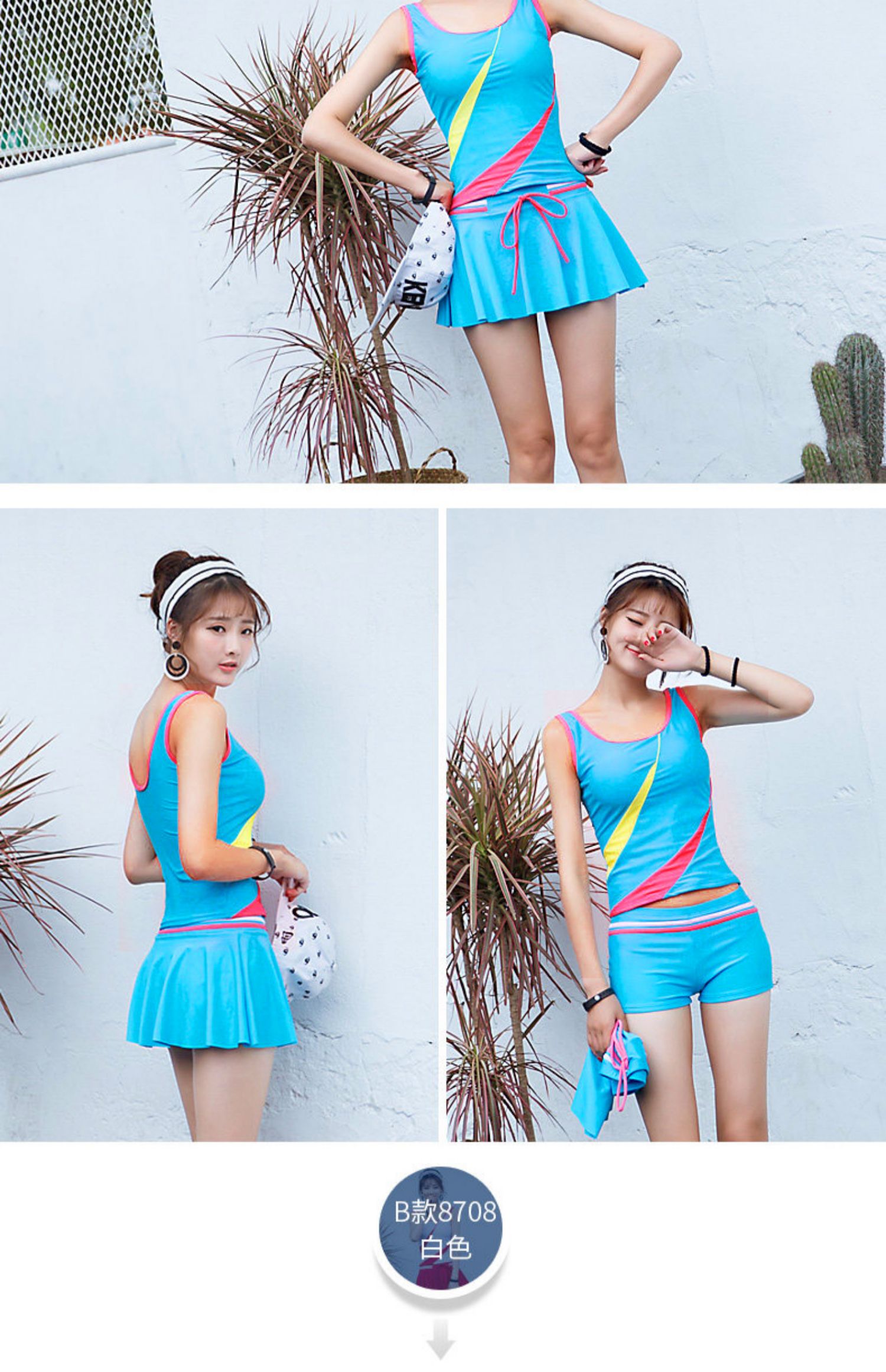 Áo tắm ít lady xẻ ba mảnh Hàn Quốc hot spring váy thể thao giảm béo bụng đồ bơi bảo thủ - Bộ đồ bơi hai mảnh 	đồ bơi 2 mảnh cột chéo eo	