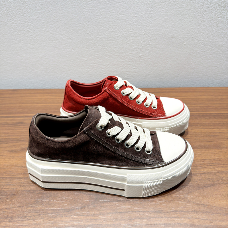 5cm Thick-Soled Matte Leather Sneakers European Style 2026 Autumn New Genuine Leather Women's Shoes Retro Casual Shoes Sneakers 5cm Thick-Soled Matte Leather Sneakers European Style 2026 Autumn New Genuine Leather Women's Shoes Retro Casual Shoes Sneakers