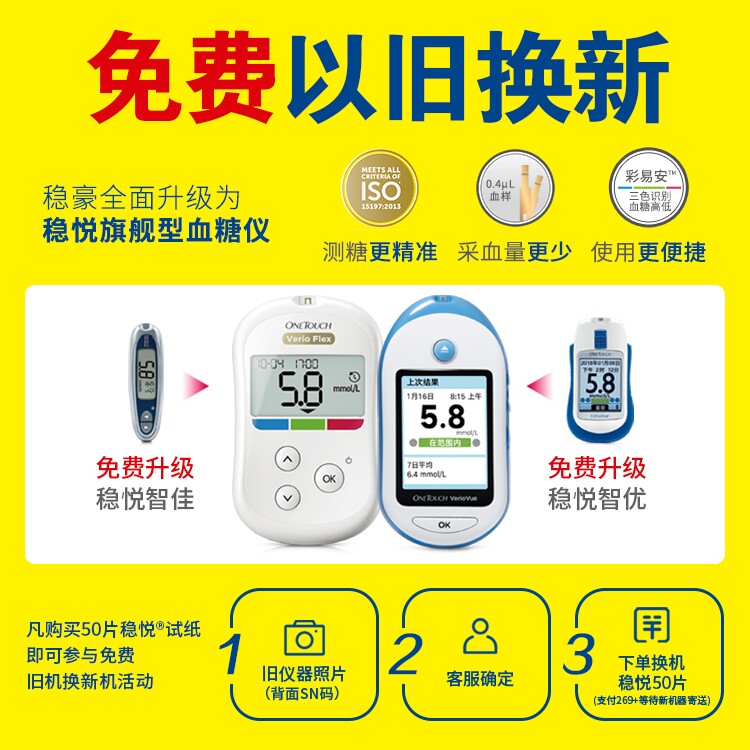 (Free trade-in) Original Johnson & Johnson Wenjie Zhijia Zhiyou Blood Glucose Machine Wenyue Blood Glucose Test Strips 50 Pieces