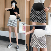 Pregnant Woman Spring Clothing Printed Snowspun Half Body Dress Short Skirt Spring Autumn Summer Fashion Tobellied Dress With Inner Lining Boomer Bag Hip Skirt