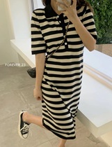 Pregnant Woman Summer Dress Striped Dress Dress Skirt Dresses Summer Thin stylish short sleeves Loose Long Skirt Big Code Summer Tide Moms