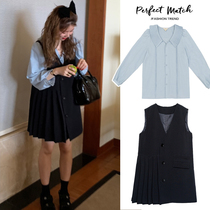 Pregnant womens autumn vest dress Net red suit Spring and Autumn new fashion vest loose top two-piece tide