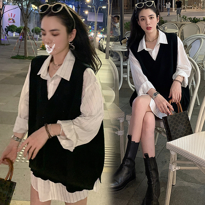 Pregnant Woman Spring Dress Shirt Style Foreign Dress Suit Spring Autumn New Casual Net Red Blouse Women Out Fashion Models Two Sets