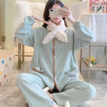 Pregnant women breastfeeding pajamas yue zi fu autumn and winter paragraph 11 yue fen 10 postpartum spring and autumn cotton thick warm home services