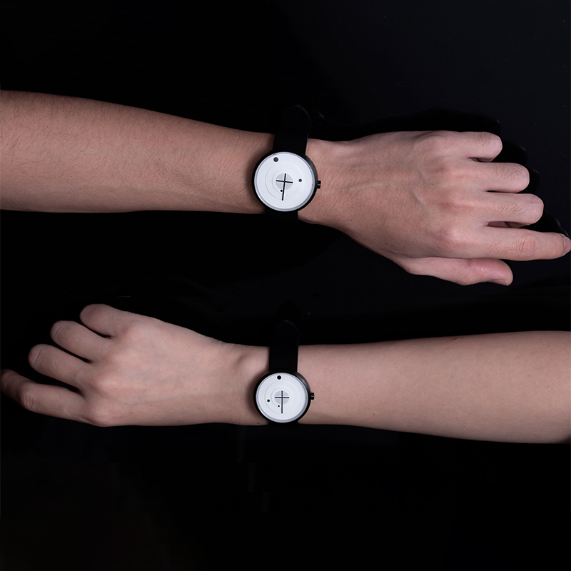 Minimalist Sun and Earth Design Cross Watch Original Design Men's and Women's Couple Watch New Round Leather Strap Trendy Couple Watch