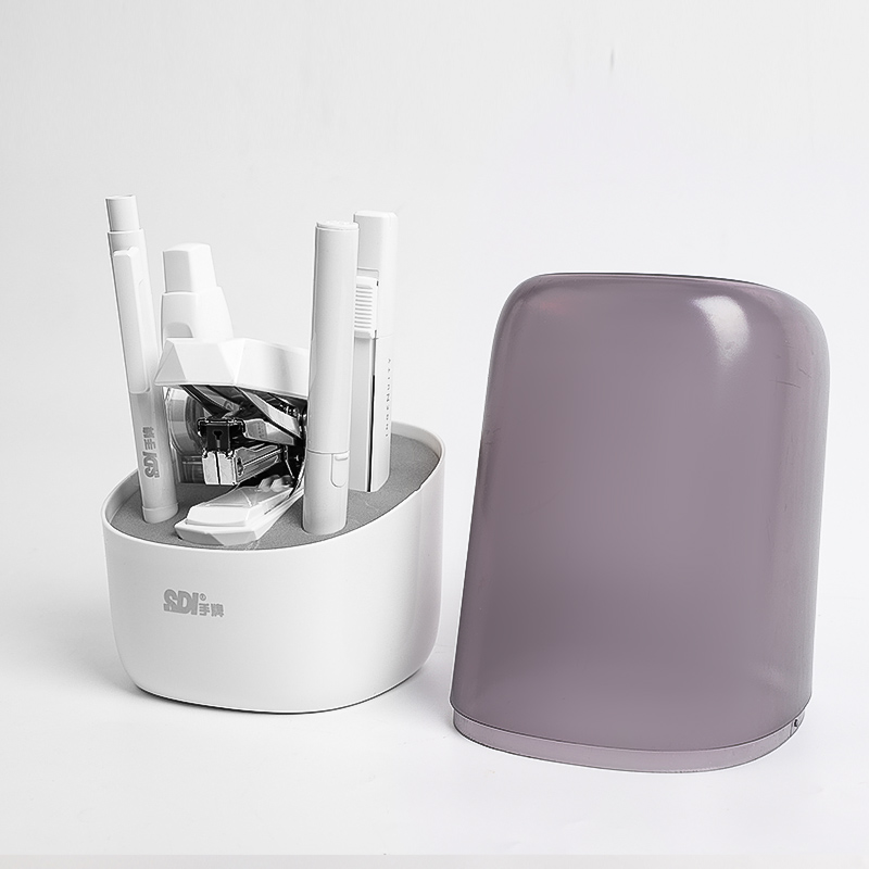 SDI hand card stationery 5 pieces suit students with office big number containing box desktop pen barrel creative rotation multifunction-Taobao