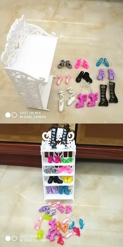 Universal búp bê giày giá vương miện vòng cổ trang sức lưu trữ tủ đứng khung phụ kiện đồ chơi đồ chơi nấu ăn cho bé gái